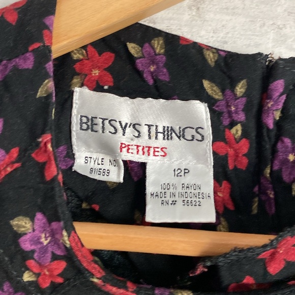 Vintage Betsy’s Things floral midi dress size M - Picture 4 of 7